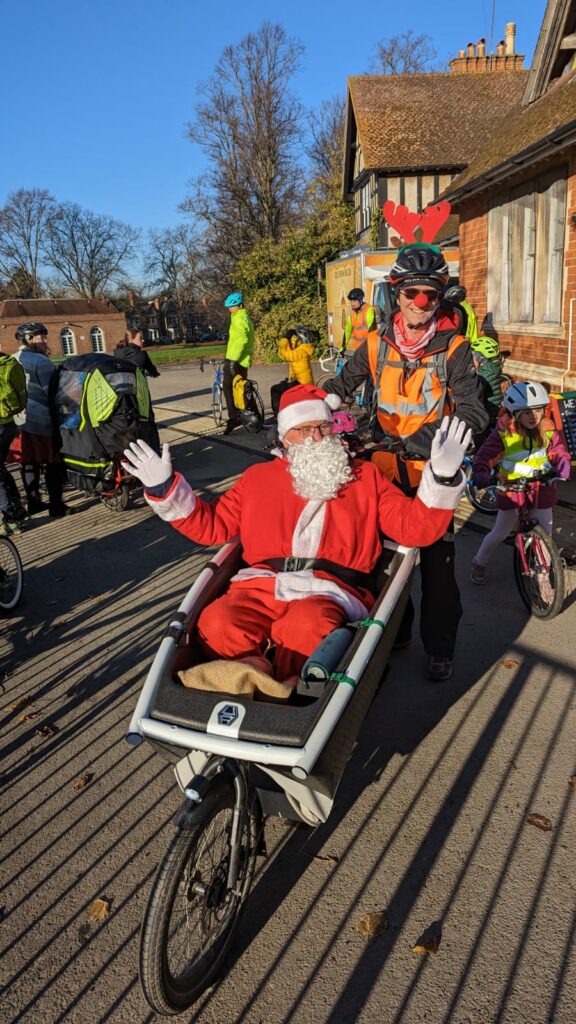 Santa in a cargo bike